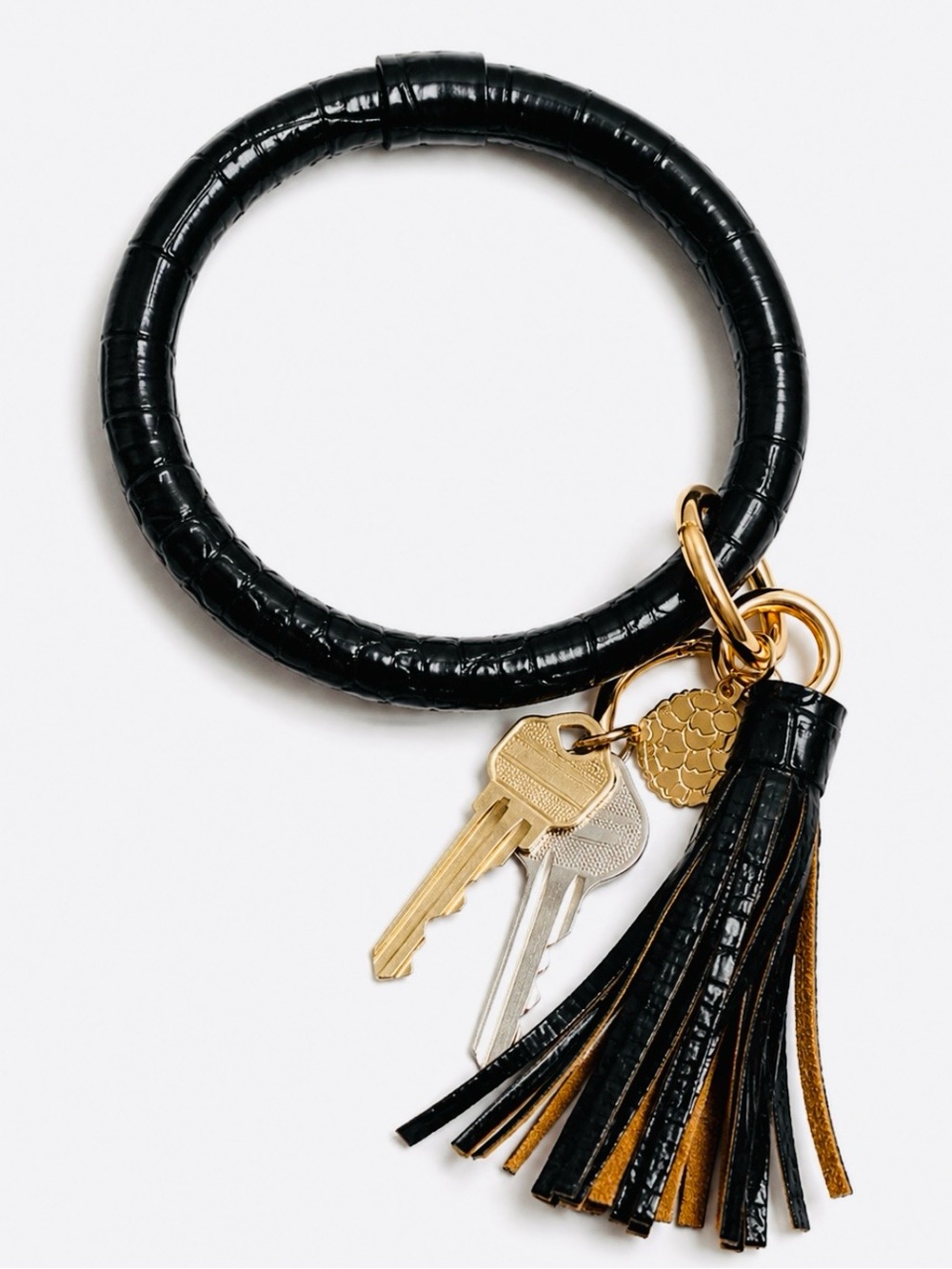 Girlsie Girl Originals Black Wrist Keyring with Gold Charm - Picture 1 of 2